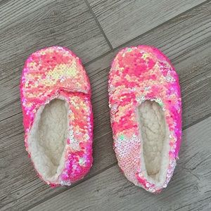 Girls pink sequins slippers size S